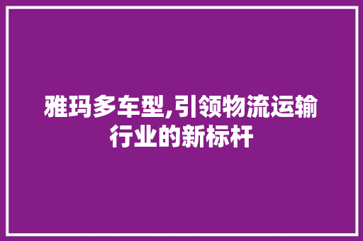 雅玛多车型,引领物流运输行业的新标杆
