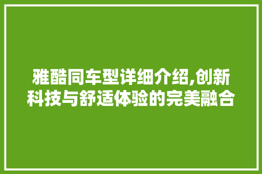 雅酷同车型详细介绍,创新科技与舒适体验的完美融合