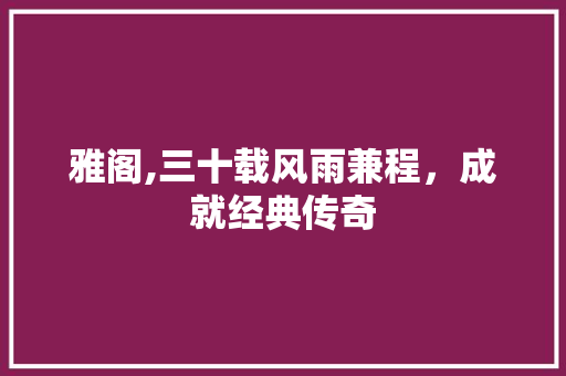 雅阁,三十载风雨兼程，成就经典传奇