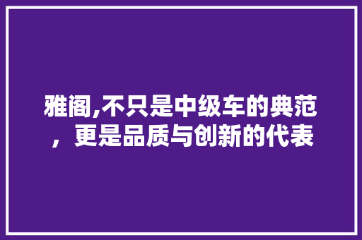雅阁,不只是中级车的典范，更是品质与创新的代表