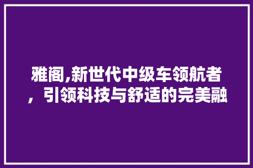 雅阁,新世代中级车领航者，引领科技与舒适的完美融合
