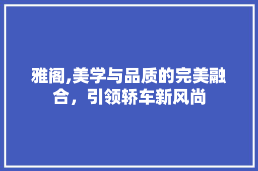 雅阁,美学与品质的完美融合，引领轿车新风尚
