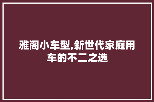 雅阁小车型,新世代家庭用车的不二之选