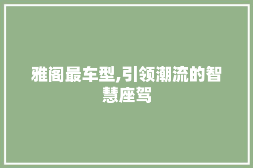雅阁最车型,引领潮流的智慧座驾