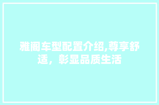 雅阁车型配置介绍,尊享舒适，彰显品质生活