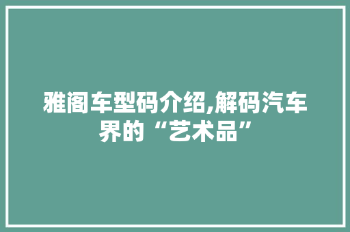 雅阁车型码介绍,解码汽车界的“艺术品”