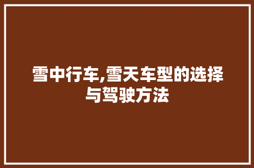 雪中行车,雪天车型的选择与驾驶方法