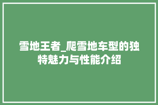 雪地王者_爬雪地车型的独特魅力与性能介绍