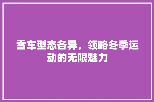 雪车型态各异，领略冬季运动的无限魅力