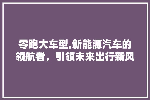 零跑大车型,新能源汽车的领航者，引领未来出行新风尚