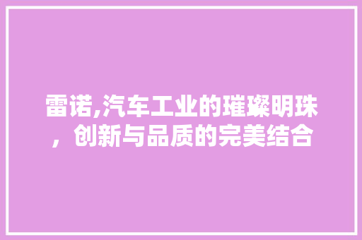 雷诺,汽车工业的璀璨明珠，创新与品质的完美结合