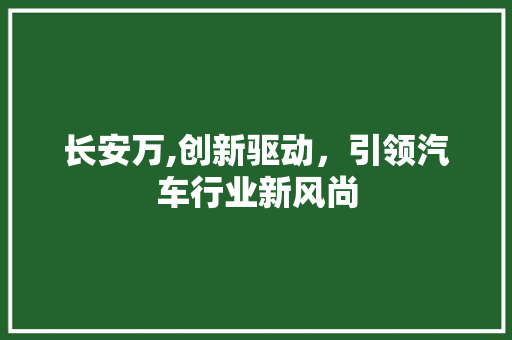 长安万,创新驱动，引领汽车行业新风尚