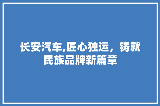 长安汽车,匠心独运，铸就民族品牌新篇章