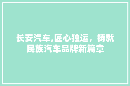 长安汽车,匠心独运，铸就民族汽车品牌新篇章