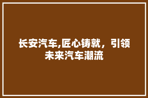 长安汽车,匠心铸就，引领未来汽车潮流