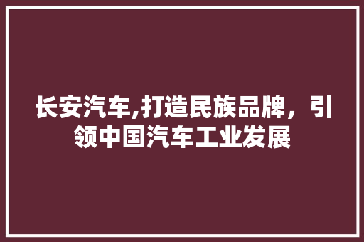 长安汽车,打造民族品牌，引领中国汽车工业发展