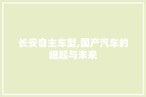 长安自主车型,国产汽车的崛起与未来
