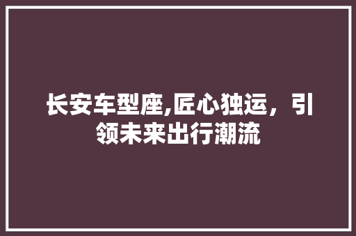 长安车型座,匠心独运，引领未来出行潮流