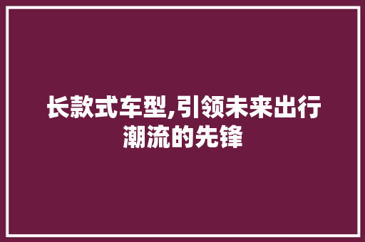 长款式车型,引领未来出行潮流的先锋