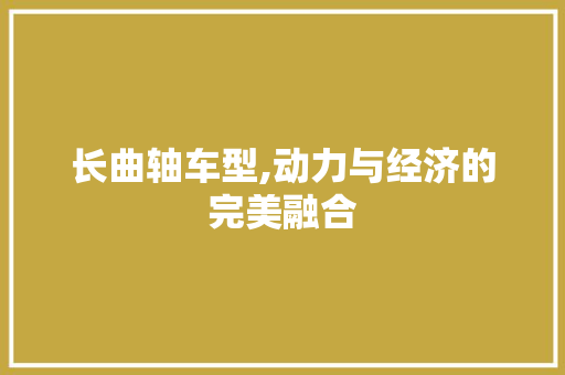 长曲轴车型,动力与经济的完美融合