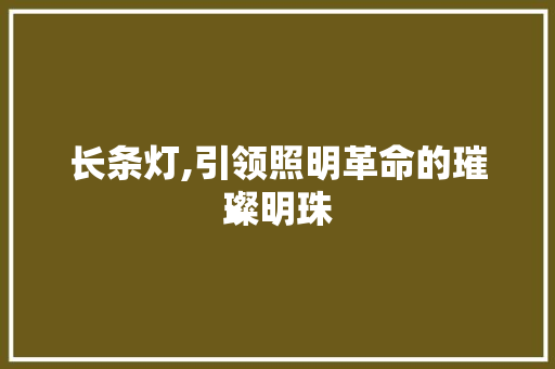 长条灯,引领照明革命的璀璨明珠