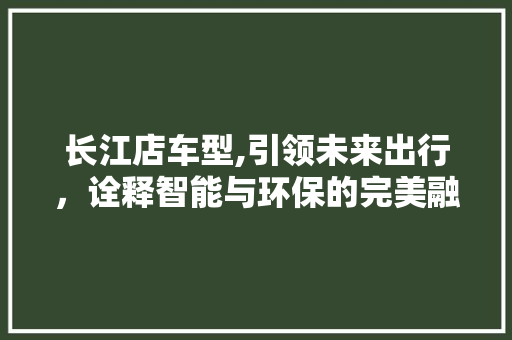 长江店车型,引领未来出行，诠释智能与环保的完美融合
