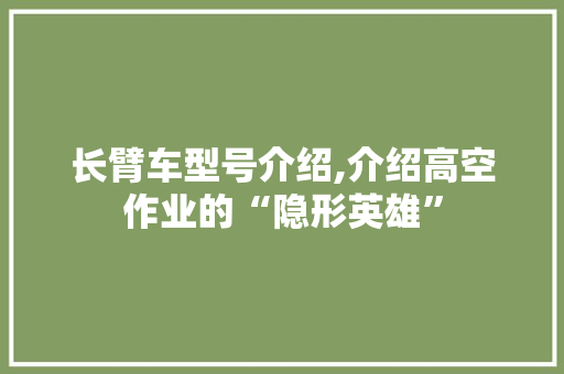 长臂车型号介绍,介绍高空作业的“隐形英雄”