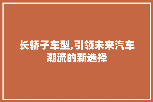 长轿子车型,引领未来汽车潮流的新选择