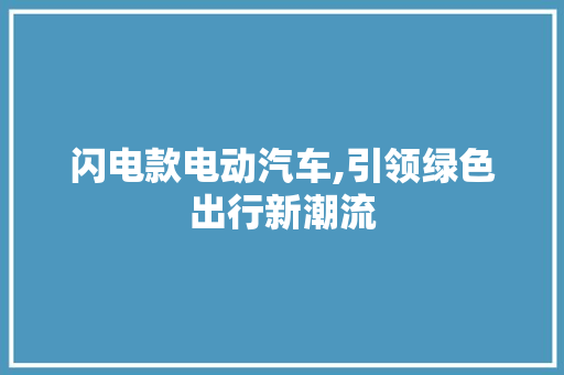 闪电款电动汽车,引领绿色出行新潮流