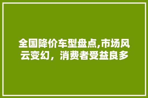 全国降价车型盘点,市场风云变幻，消费者受益良多