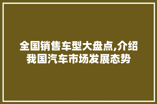 全国销售车型大盘点,介绍我国汽车市场发展态势