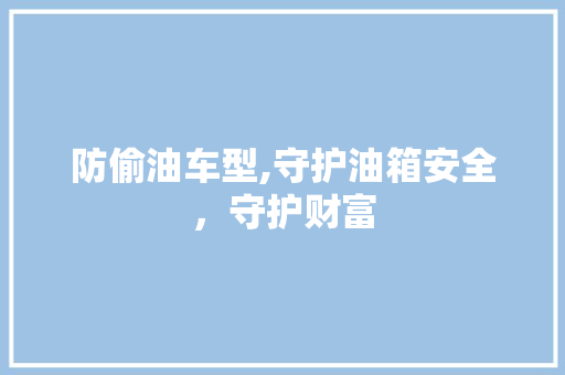 防偷油车型,守护油箱安全，守护财富