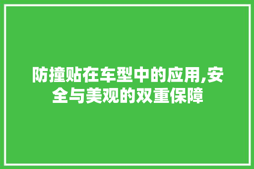 防撞贴在车型中的应用,安全与美观的双重保障