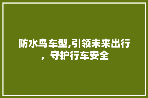 防水鸟车型,引领未来出行，守护行车安全
