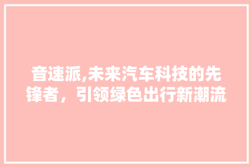 音速派,未来汽车科技的先锋者，引领绿色出行新潮流