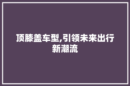 顶膝盖车型,引领未来出行新潮流