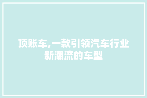顶账车,一款引领汽车行业新潮流的车型