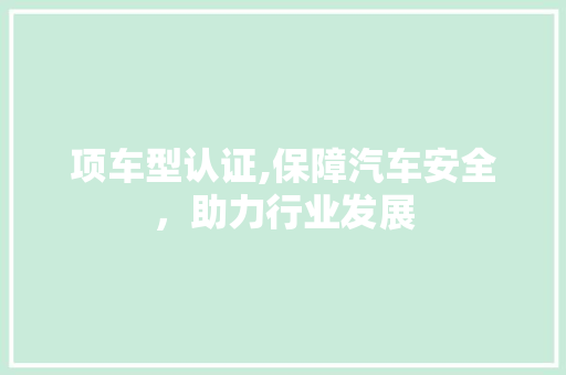 项车型认证,保障汽车安全，助力行业发展