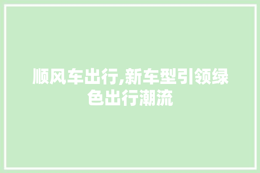 顺风车出行,新车型引领绿色出行潮流