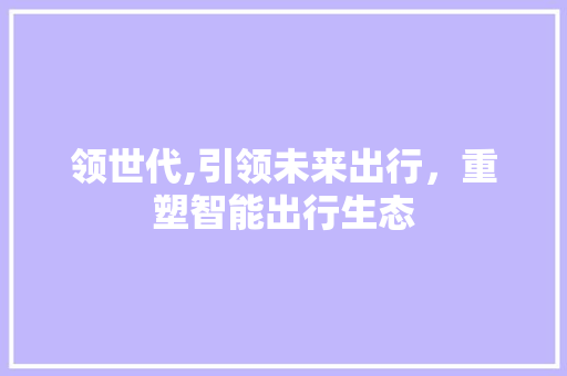 领世代,引领未来出行，重塑智能出行生态