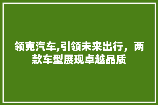 领克汽车,引领未来出行，两款车型展现卓越品质