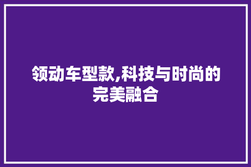 领动车型款,科技与时尚的完美融合