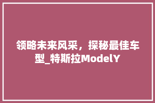 领略未来风采，探秘最佳车型_特斯拉ModelY