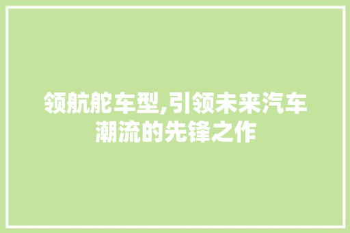 领航舵车型,引领未来汽车潮流的先锋之作