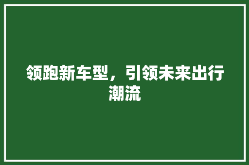 领跑新车型，引领未来出行潮流