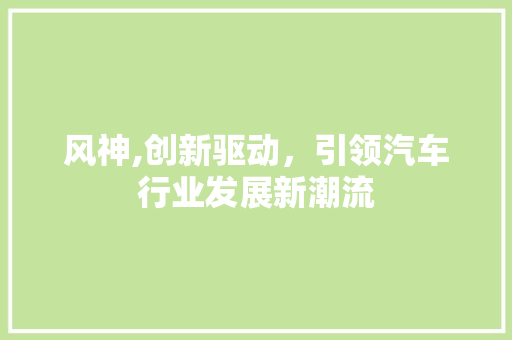 风神,创新驱动，引领汽车行业发展新潮流