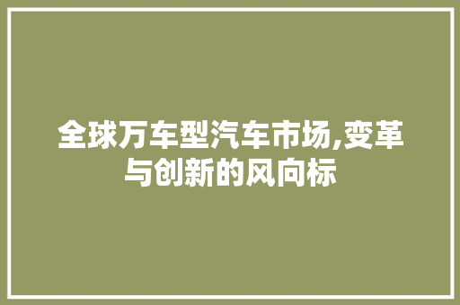 全球万车型汽车市场,变革与创新的风向标