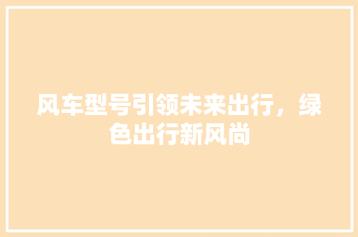 风车型号引领未来出行，绿色出行新风尚