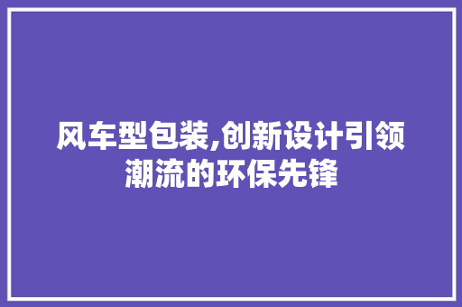 风车型包装,创新设计引领潮流的环保先锋