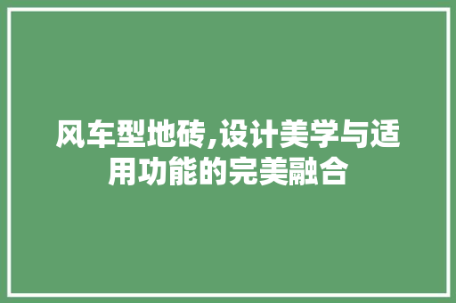 风车型地砖,设计美学与适用功能的完美融合